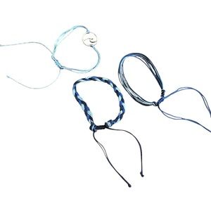 3 Piece Blue Adjustable Bracelet Set